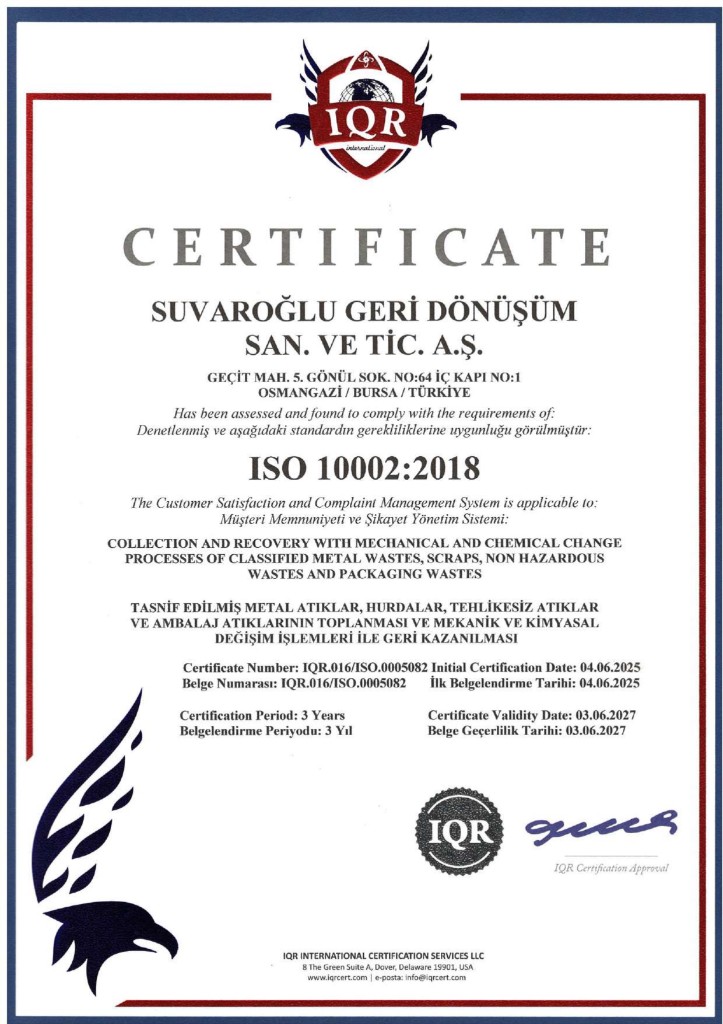 ISO 10002:2018 Müşteri Memnuniyeti