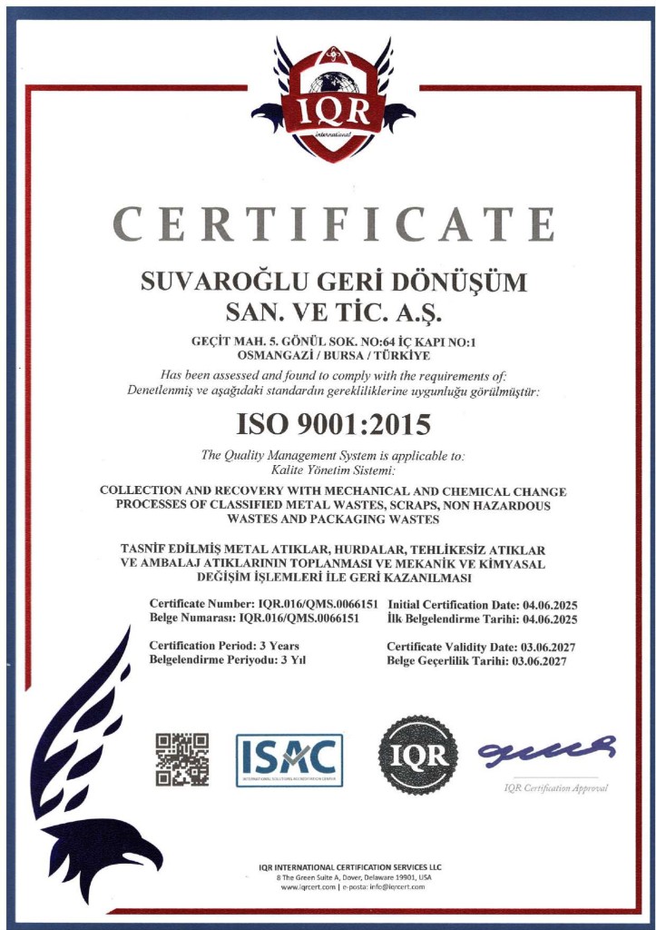 ISO 9001:2015 Kalite Yönetim Sistemi